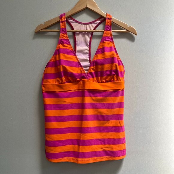 Next T-Back Swim Tankini Orange Pink Striped Size 38 B/C - Picture 1 of 4
